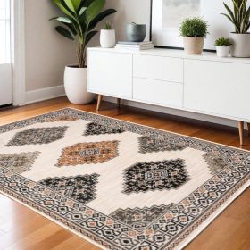 4' X 6' Abstract Ivory And Gray Geometric Indoor Area Rug