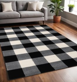 5' X 7' Monochromatic Gingham Pattern Indoor Area Rug