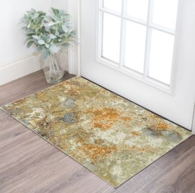 3' X 5' Gold and Ivory Power Loom Area Rug