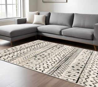 8ï¿½ï¿½ï¿½ X 10ï¿½ï¿½ï¿½ Ivory And Black Eclectic Patterns Indoor Area Rug