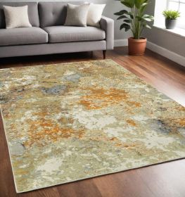 5' X 7' Gold and Ivory Power Loom Area Rug