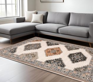 10' X 13' Abstract Ivory And Gray Geometric Indoor Area Rug