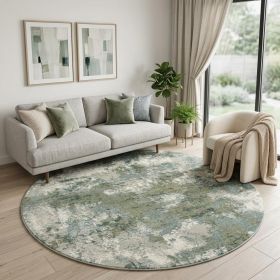8' Blue Green Round Power Loom Area Rug