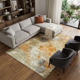 10' X 13' Gold and Ivory Power Loom Area Rug