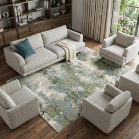 10' X 13' Blue Green Power Loom Area Rug