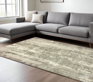 10' X 14' Gray And Ivory Abstract Splash Indoor Area Rug