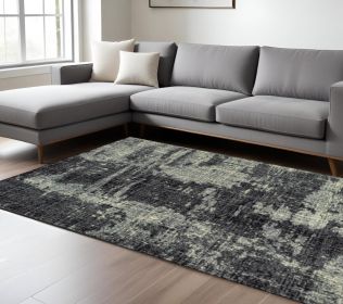9' X 12' Black Ivory Machine Woven Abstract Indoor Area Rug