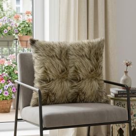 18" Taupe Sheepskin Throw Pillow