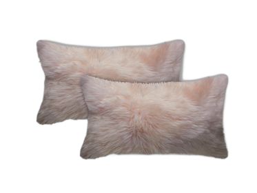 Set of Two 12" X 20" Blush Cowhide Throw Pillow