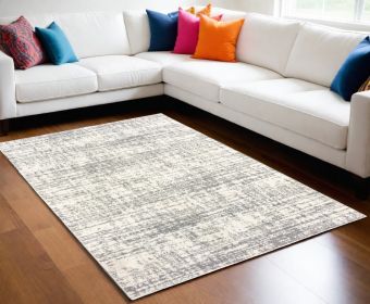 10' X 13' Ivory And Gray Abstract Strokes Area Rug