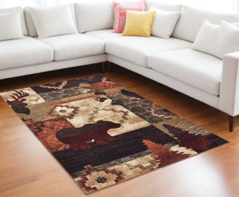 7' X 9' Rustic Brown Animal Lodge Area Rug