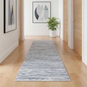 15' Navy Blue Abstract Runner Rug