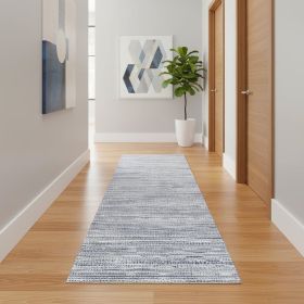 20' Navy Blue Abstract Runner Rug