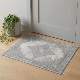 2' X 4' Gray Distressed Medallion Area Rug