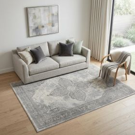 5' X 8' Gray Distressed Medallion Area Rug