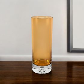 Amber Mouth Blown Bubble Glass Thick Walled Cylinder Vase