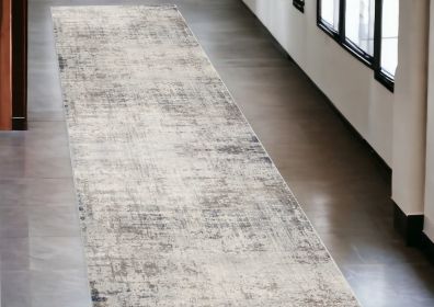 2' X 13' Navy And Beige Distressed Vines Runner Rug