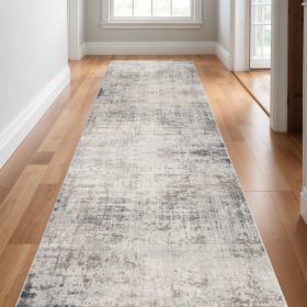 2' X 13' Navy Blue Distressed Striations Runner Rug