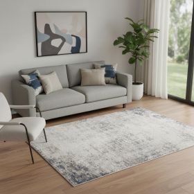 5' X 8' Navy Blue Distressed Striations Area Rug
