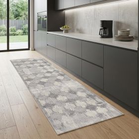 2' X 8' Gray Distressed Trellis Pattern Runner Rug