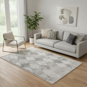 5' X 8' Gray Distressed Trellis Pattern Area Rug