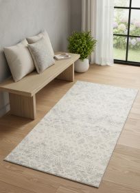 2' X 5' Ivory Abstract Area Rug
