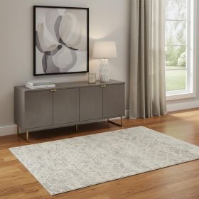 4' X 6' Ivory Distressed Ikat Pattern Area Rug