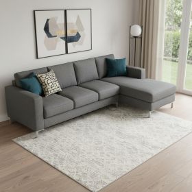 8' X 11' Ivory Distressed Ikat Pattern Area Rug