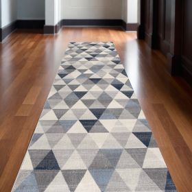2' X 13' Navy Blue Geometric Diamond Runner Rug