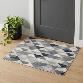 2' X 3' Navy Blue Geometric Diamond Scatter Rug