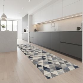 2' X 8' Navy Blue Geometric Diamond Runner Rug