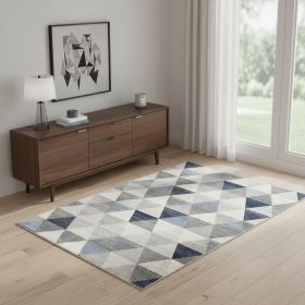 4' X 6' Navy Blue Geometric Diamond Area Rug
