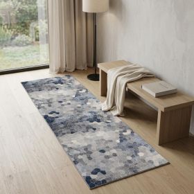 2' X 6' Navy Geometric Area Rug