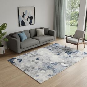 5' X 8' Navy Blue Cobblestone Pattern Area Rug