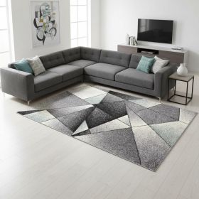 5' X 7' Grey Blue Geometric Area Rug