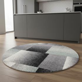 5' Grey Round Abstract Area Rug