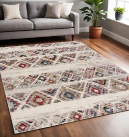 5' X 7' Cream Southwestern Area Rug