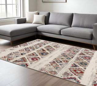 7' X 9' Cream Southwestern Area Rug