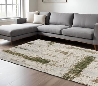 8' X 10' Green Abstract Dhurrie Area Rug