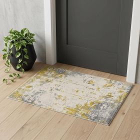 3' X 5' Gold Abstract Dhurrie Area Rug
