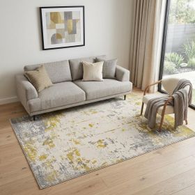5' X 7' Gold Abstract Dhurrie Area Rug