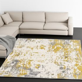 8' X 10' Gold Abstract Dhurrie Area Rug