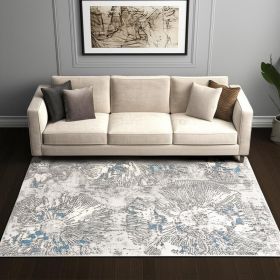 5' X 8' Blue Abstract Circular Motifs Area Rug