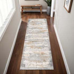 2' X 8' Gray Mod Distressed Strokes Runner Rug