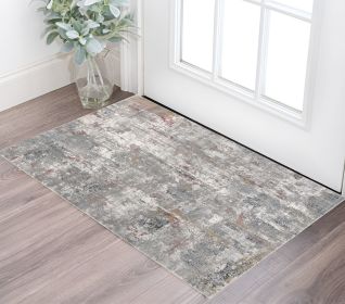 2' X 4' Gray And Ivory Abstract Area Rug