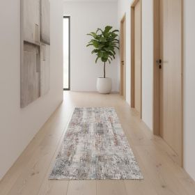 2' X 10' Gray Abstract Pattern Runner Rug