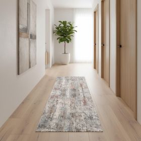 2' X 13' Gray Abstract Pattern Runner Rug