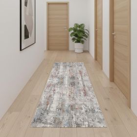 2' X 15' Gray Abstract Pattern Runner Rug