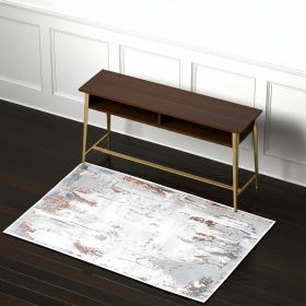 4' X 6' Gray And Ivory Modern Abstract Area Rug