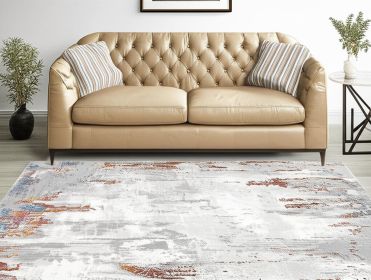 5' X 8' Gray And Ivory Modern Abstract Area Rug